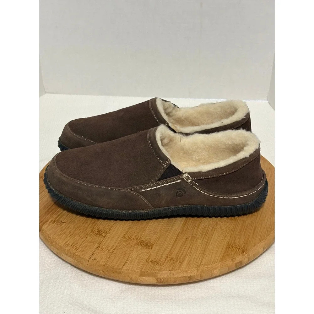 Acorn Mens Suede Sheepskin Slippers Chocolate Brown A50018CHO Size 12 Slip On
